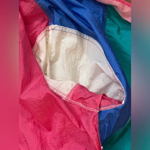 VTG Bridge Gate 90's American Windbreaker Jacket Funky Color Block SZ Large - Picture 4 of 12